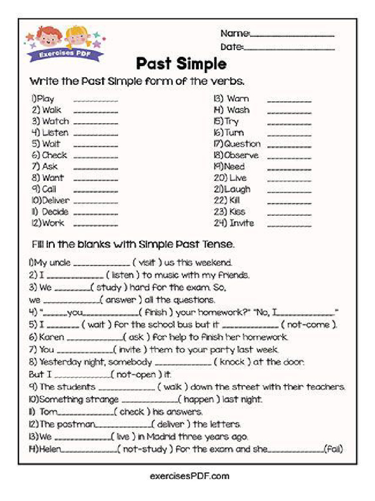 Fill in The Blanks With Simple Past Tense - Exercises PDF-merged | PDF