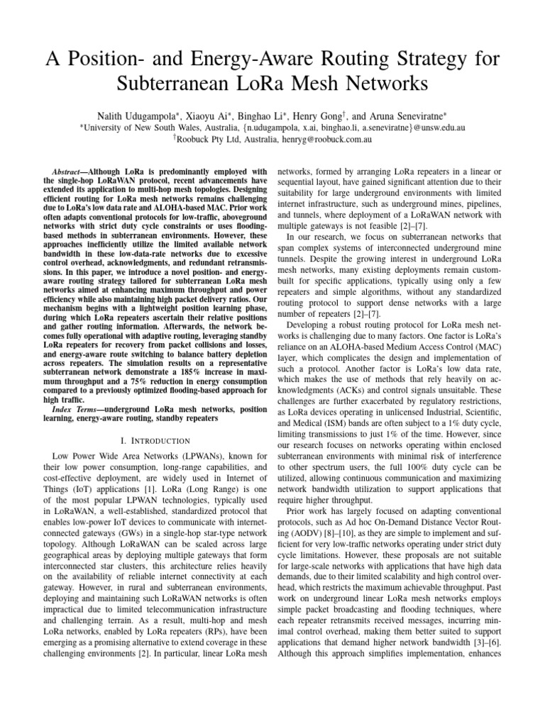 A Position - and Energy-Aware Routing Networks | PDF | Computer Network ...