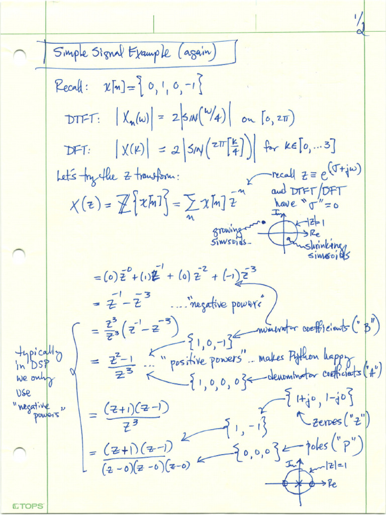 Notes - Simple Example - z Transform (1) | PDF
