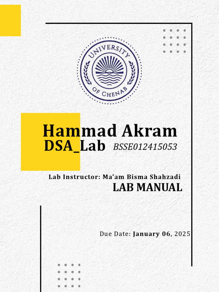DSAL Lab Manual Hammad Akram BSSE012415053 | PDF | Queue (Abstract Data ...