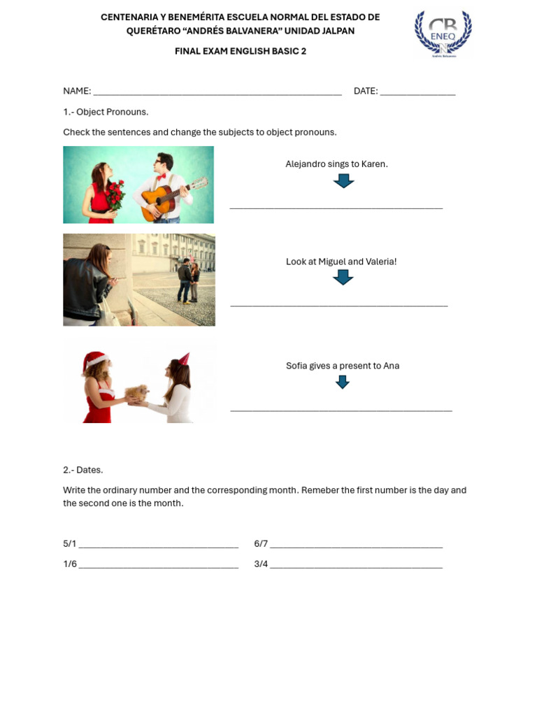 Test English Basic 2 | PDF