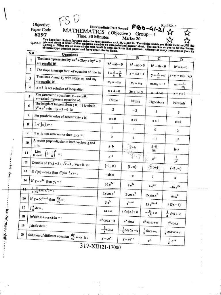 Mathematics 12 FBD (G1+G2) 21 | PDF