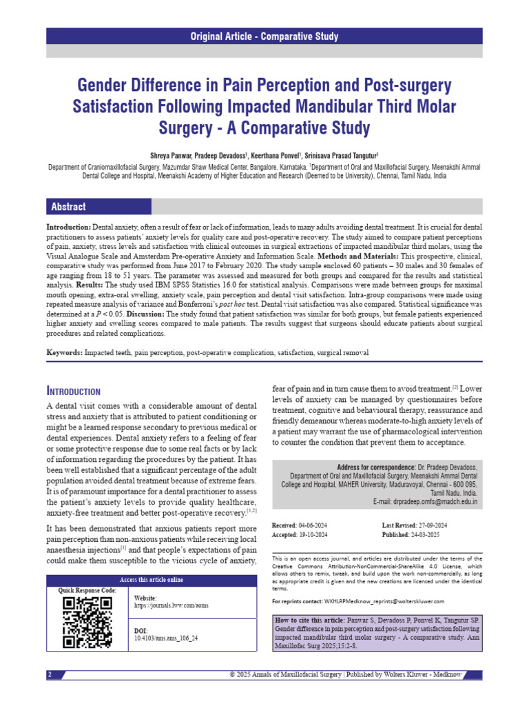 Gender Difference in Pain Perception And.2 | PDF | Pain | Surgery