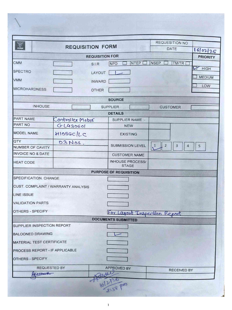 Requisition Form - Controller Motor | PDF