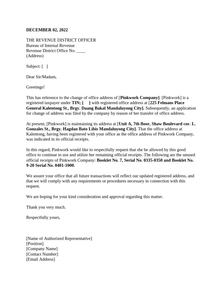 Request Letter To Transfer Address | PDF
