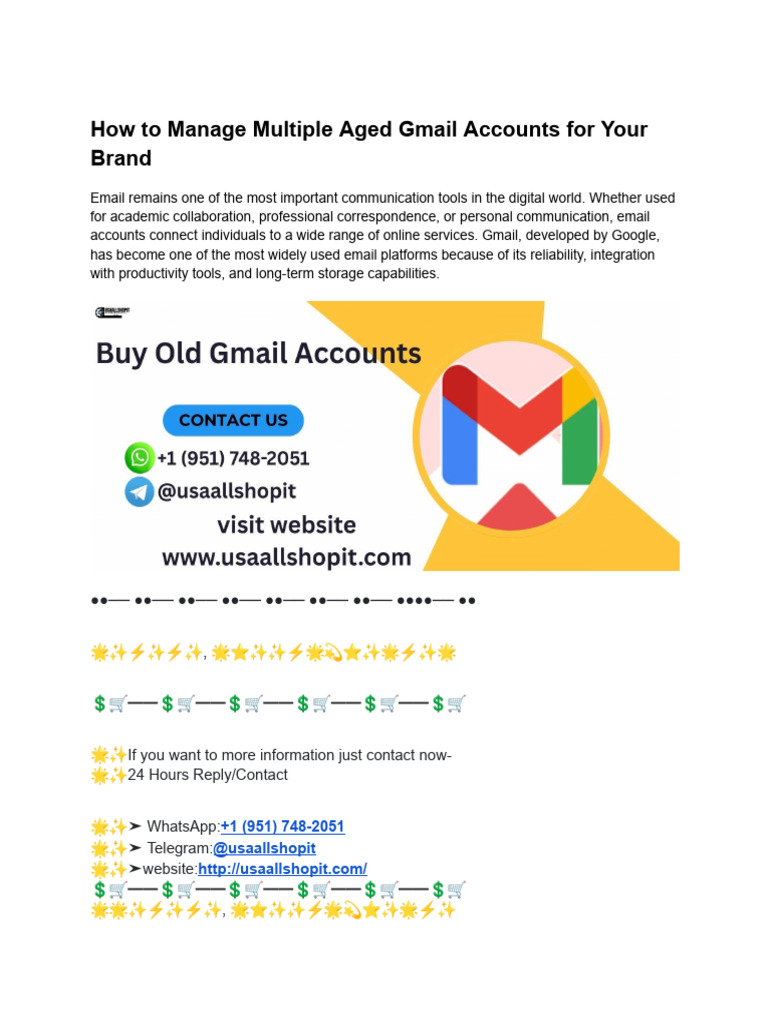 How To Manage Multiple Aged Gmail Accounts For Your Brand | PDF | Gmail ...