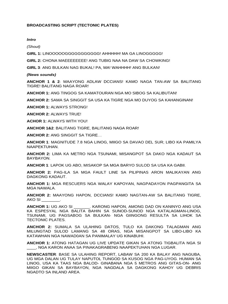 Broadcasting Script | PDF