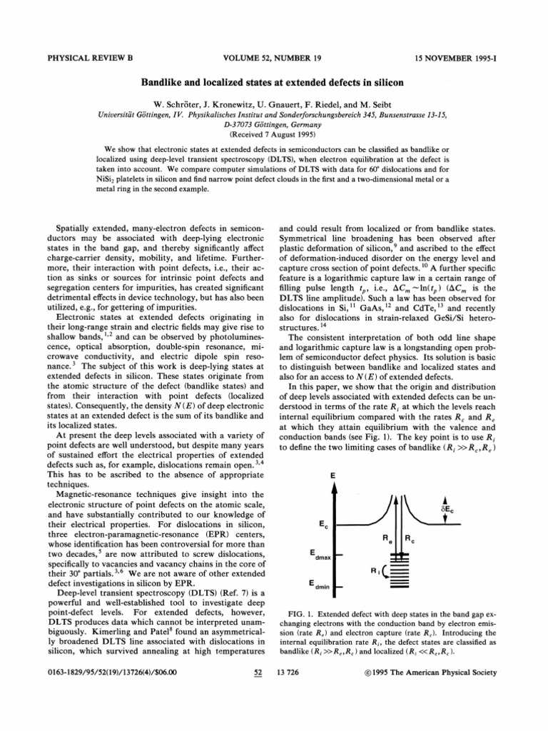 Band-Like and Localized States at Extended Defects in Silicon | PDF ...