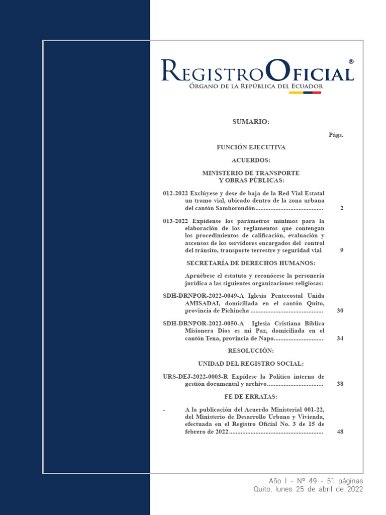 Ro49 2022 | PDF | Ministerio (Departamento de Gobierno) | Regulación
