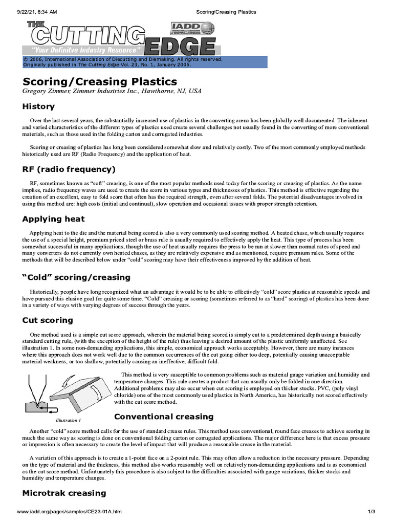 Scoring Creasing Plastics | PDF