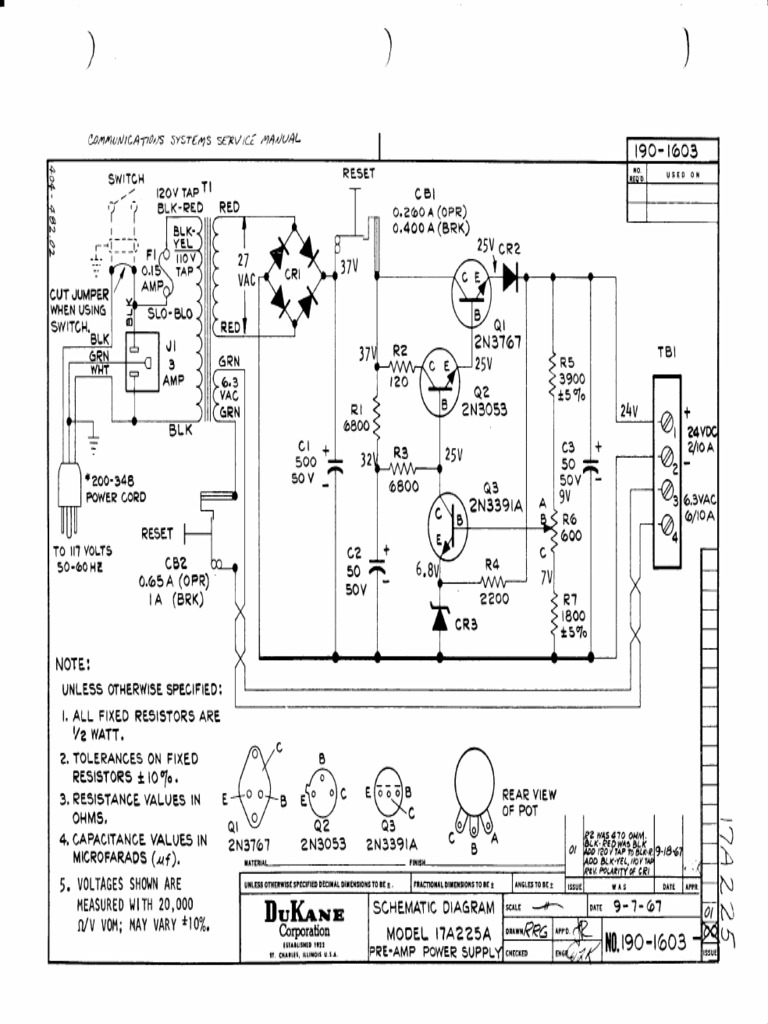 Dukane 17A255A Pre-Amp Power Supply | PDF