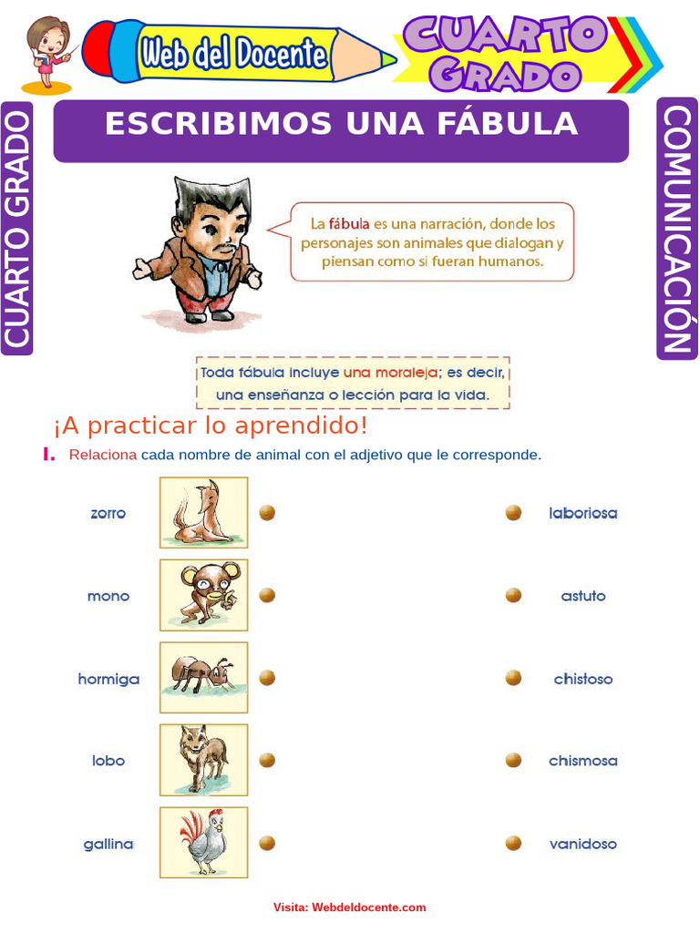 Creación de Fábulas para Cuarto Grado de Primaria | PDF