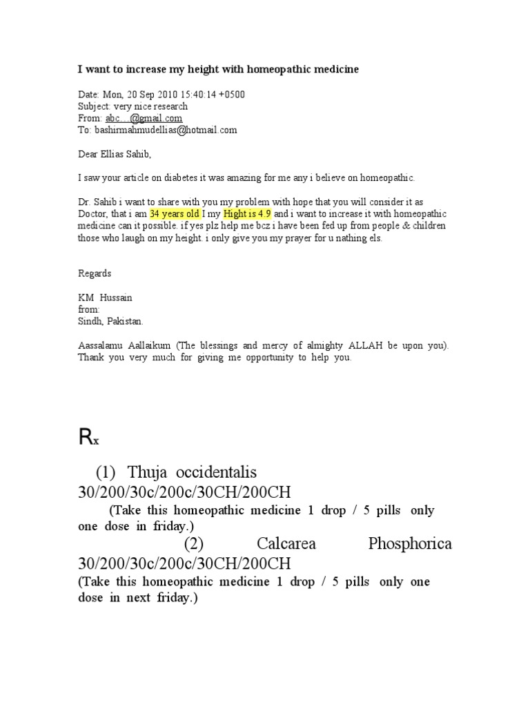 I Want To Increase My Height With Homeopathic Medicine Pdf Medicine Clinical Medicine