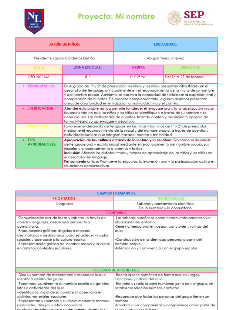 Formato Planeación Preescolar (1) Abby | PDF | Educación de la primera ...