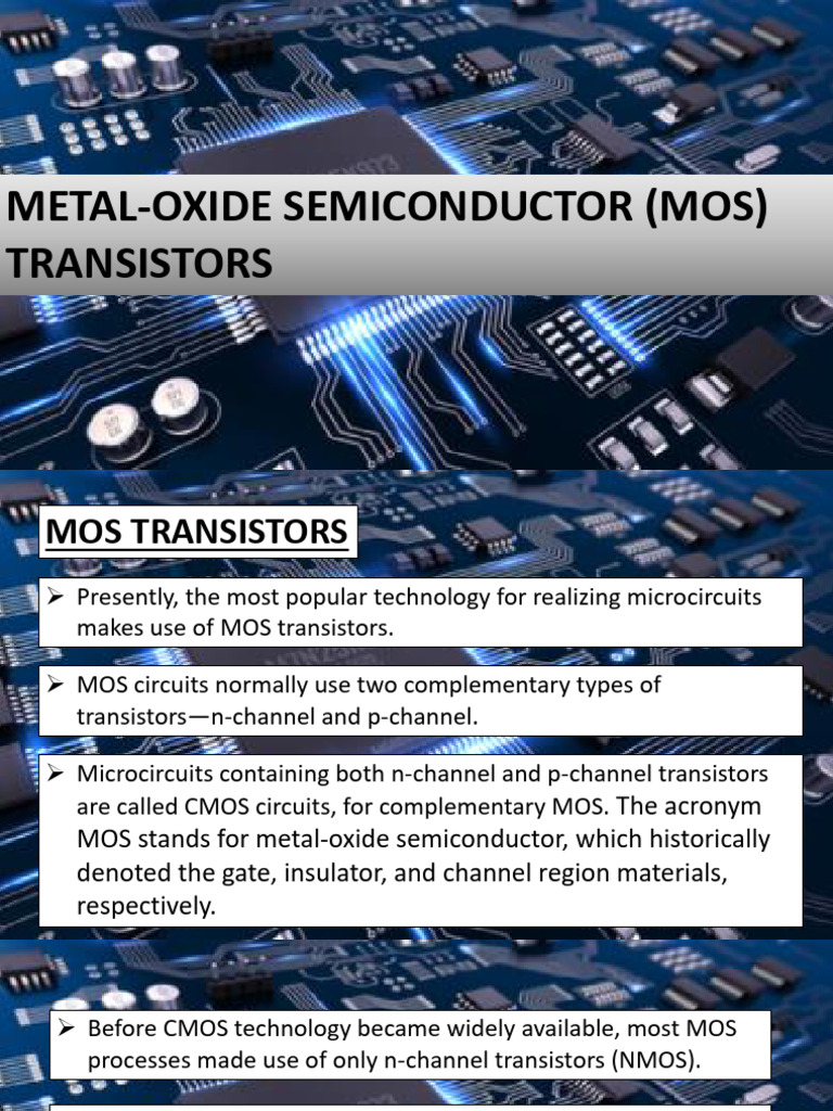 Topic-04-MOS Transistors | PDF | Mosfet | Field Effect Transistor