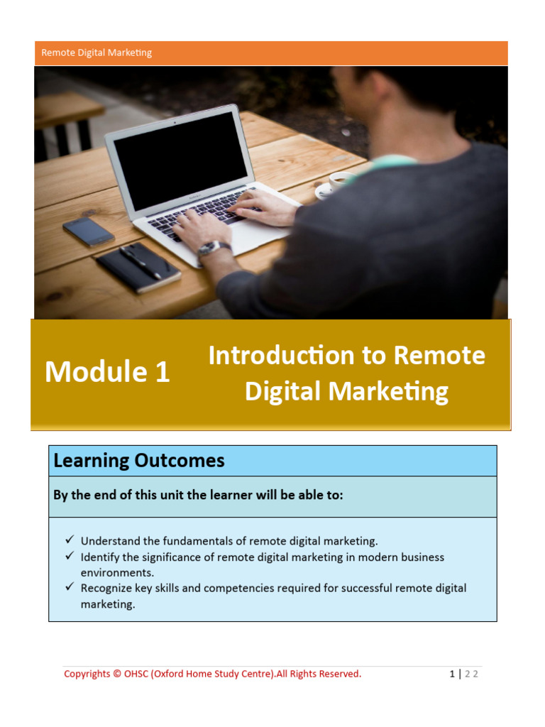1730115469module 1 Introduction To Remote Digital Marketing | PDF ...