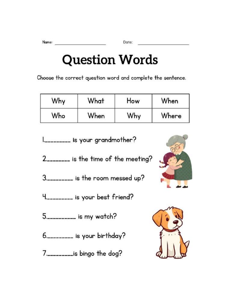 Questions Words Kids | PDF