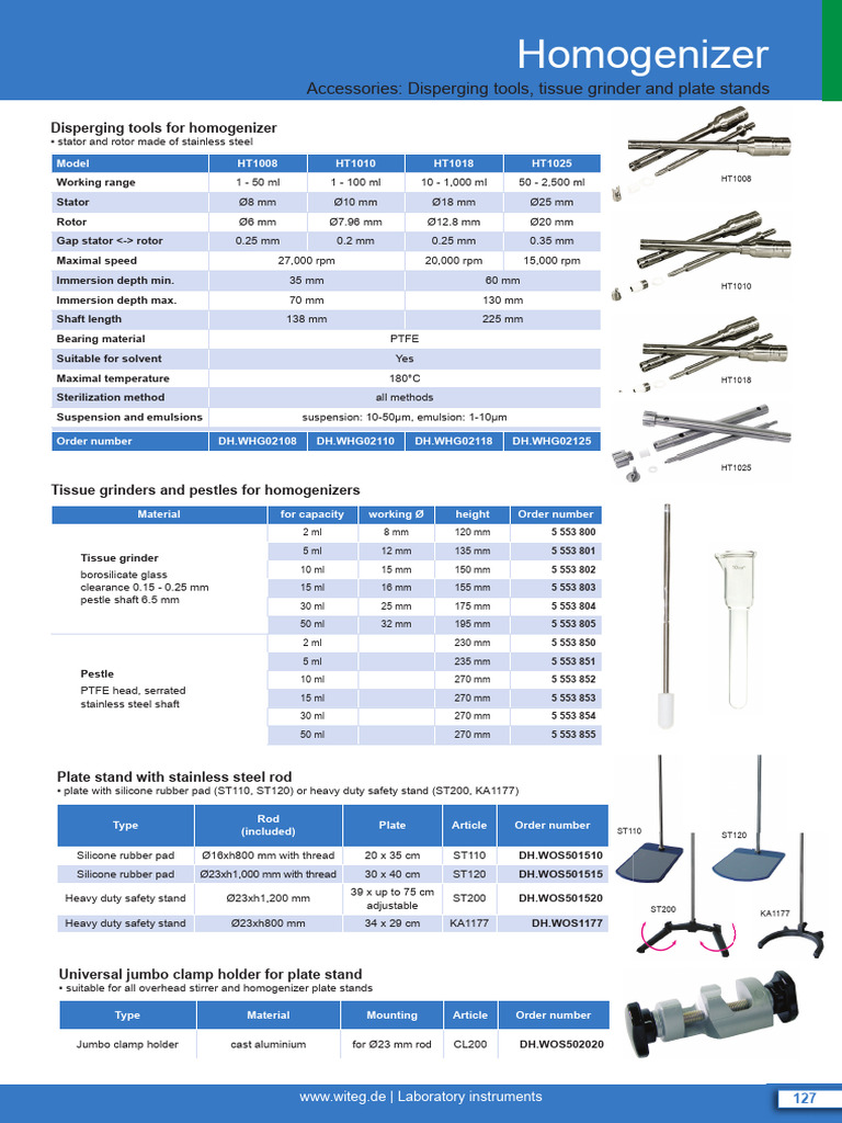 Homogenizer Disperging Tools, Tissue Grinder and Plate Stands en | PDF ...