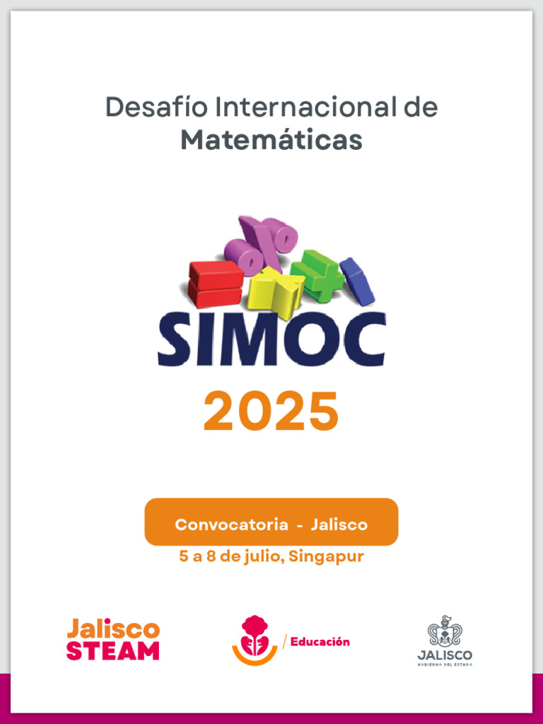Convocatoria SIMOC 2025 - Jalisco | PDF | Aritmética | Álgebra