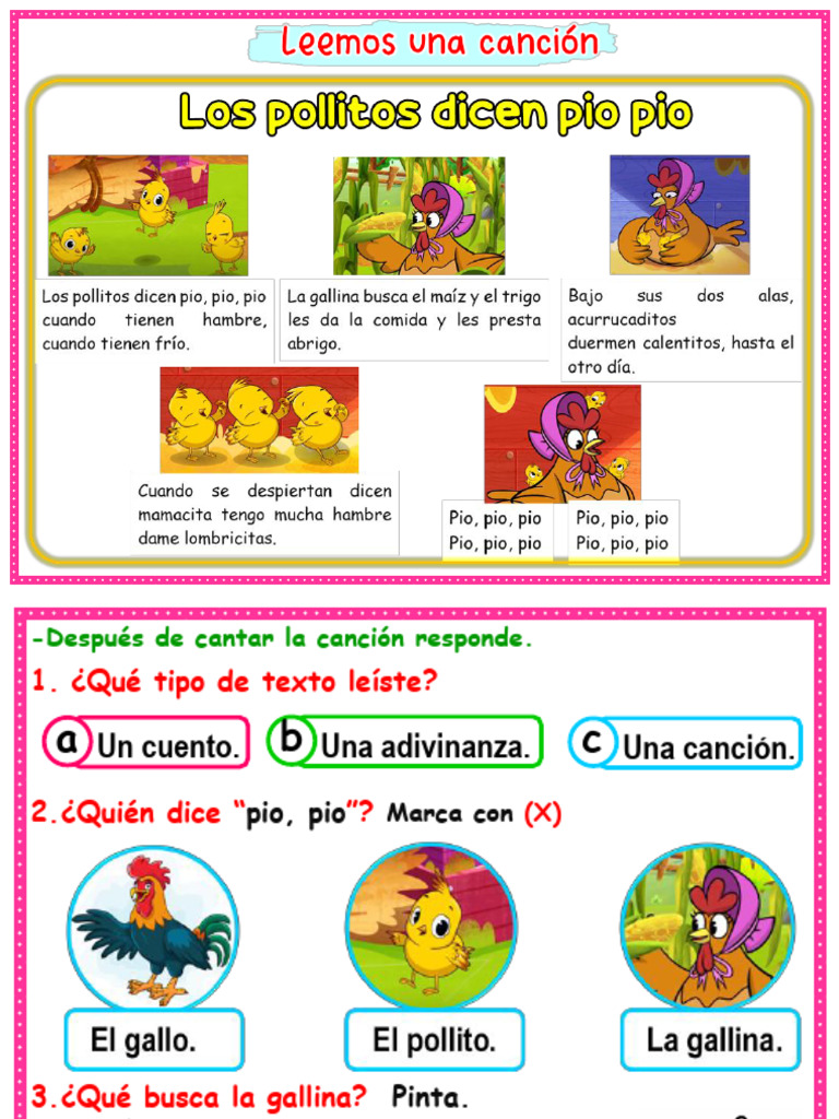 Ficha Com - Canción Los Pollitos Dicen | PDF