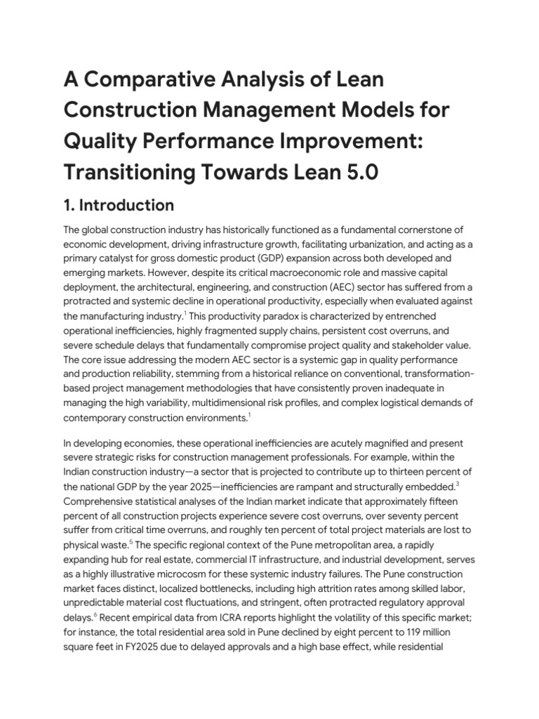 Lean Construction Quality Research Paper | PDF | Lean Manufacturing ...