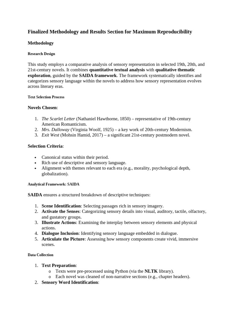 Finalized Methodology and Results Section for Maximum Reproducibility | PDF
