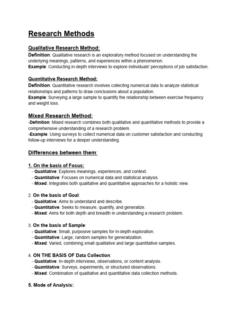 Difference Between Qualitative Quantitative and Mixed Method Research ...