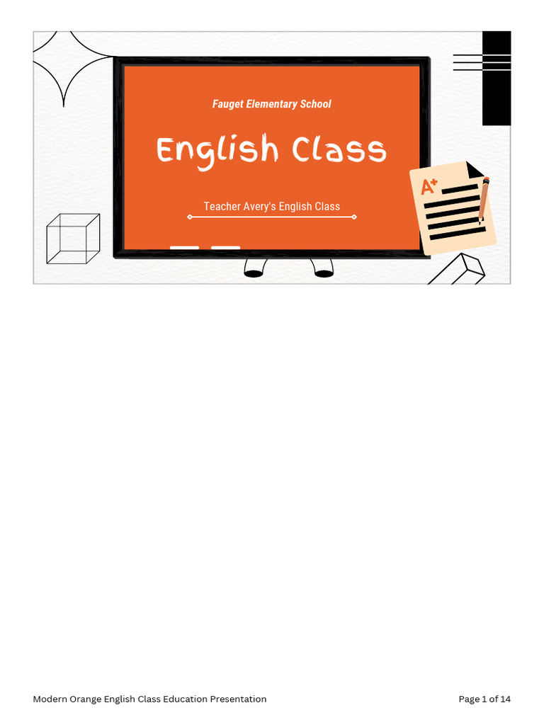 Modern Orange English Class Education Presentation | PDF | Learning ...