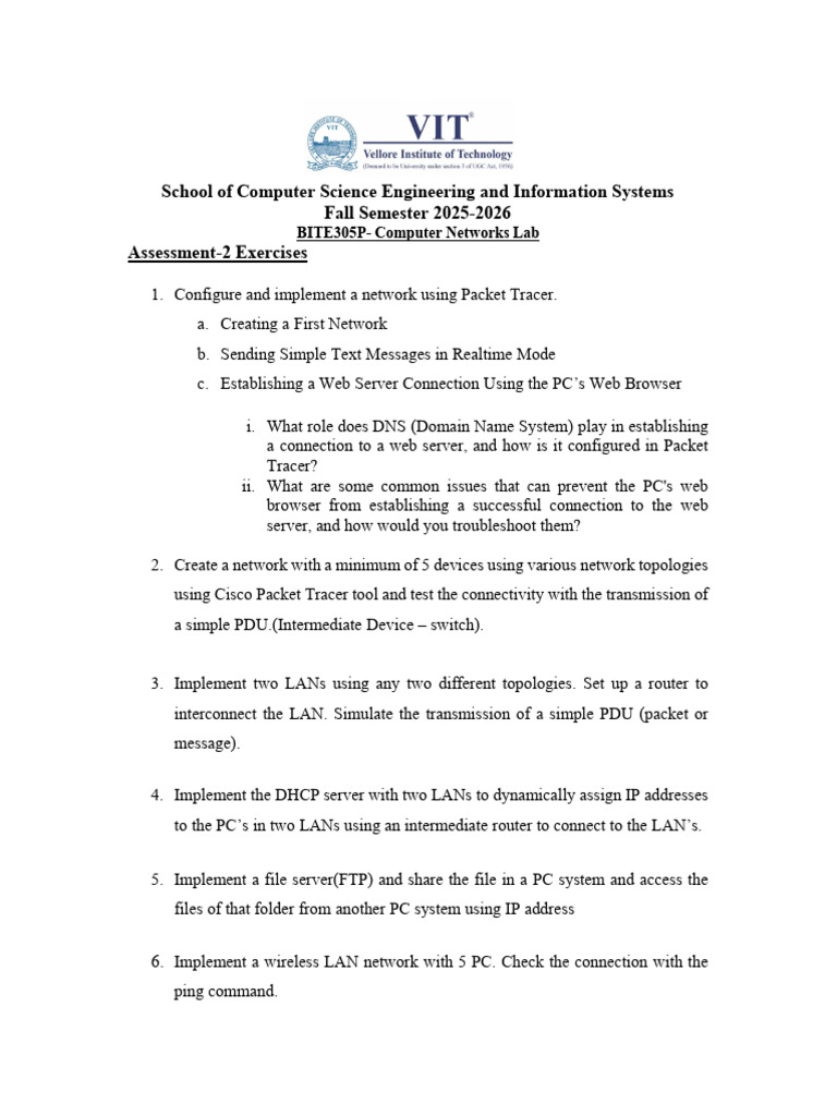 Computer Networks Lab QP 2 | PDF | Computer Network | Local Area Network
