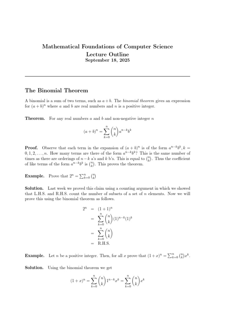 Lec 8 | PDF | Algebra | Combinatorics