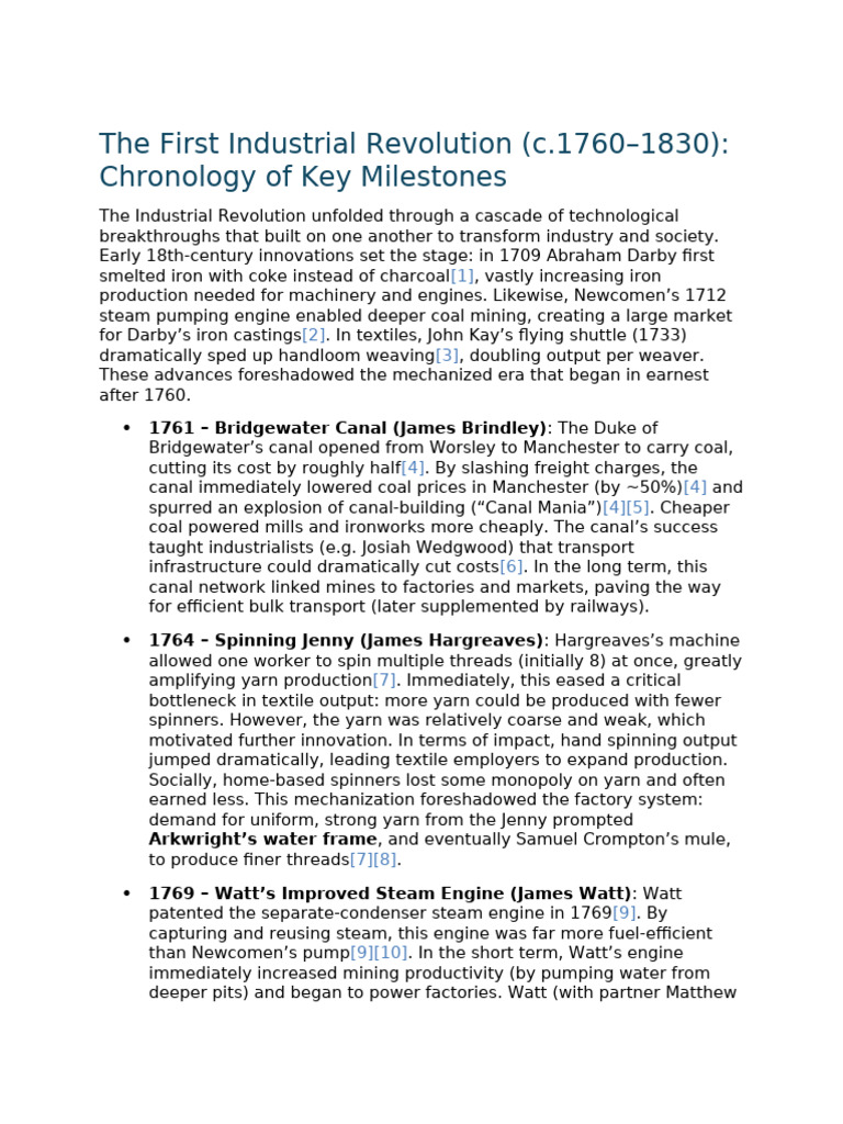 The First Industrial Revolution (c.1760–1830)_ Chronology of Key ...