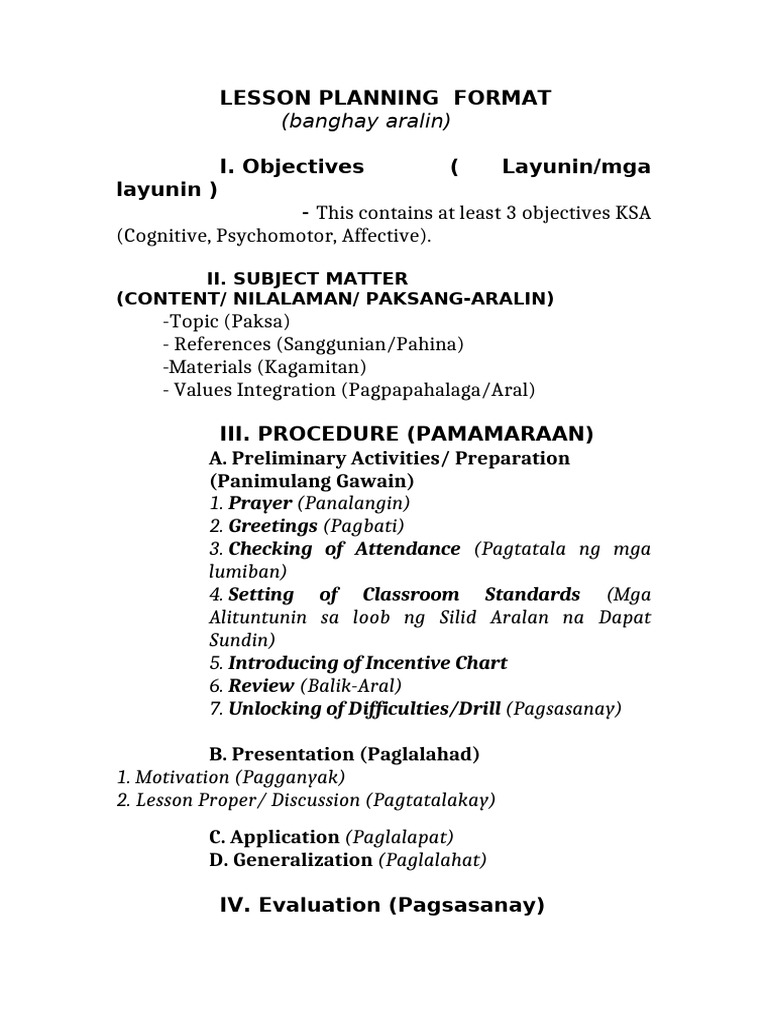 Lesson Planning Format | PDF