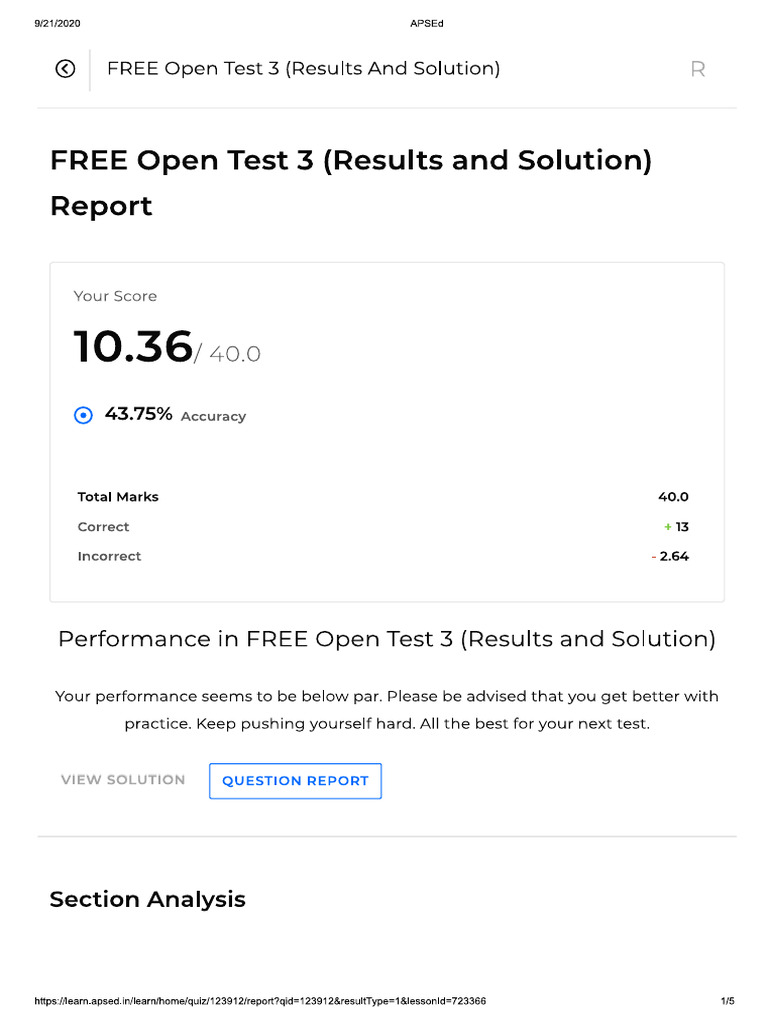 1st Test Result | PDF
