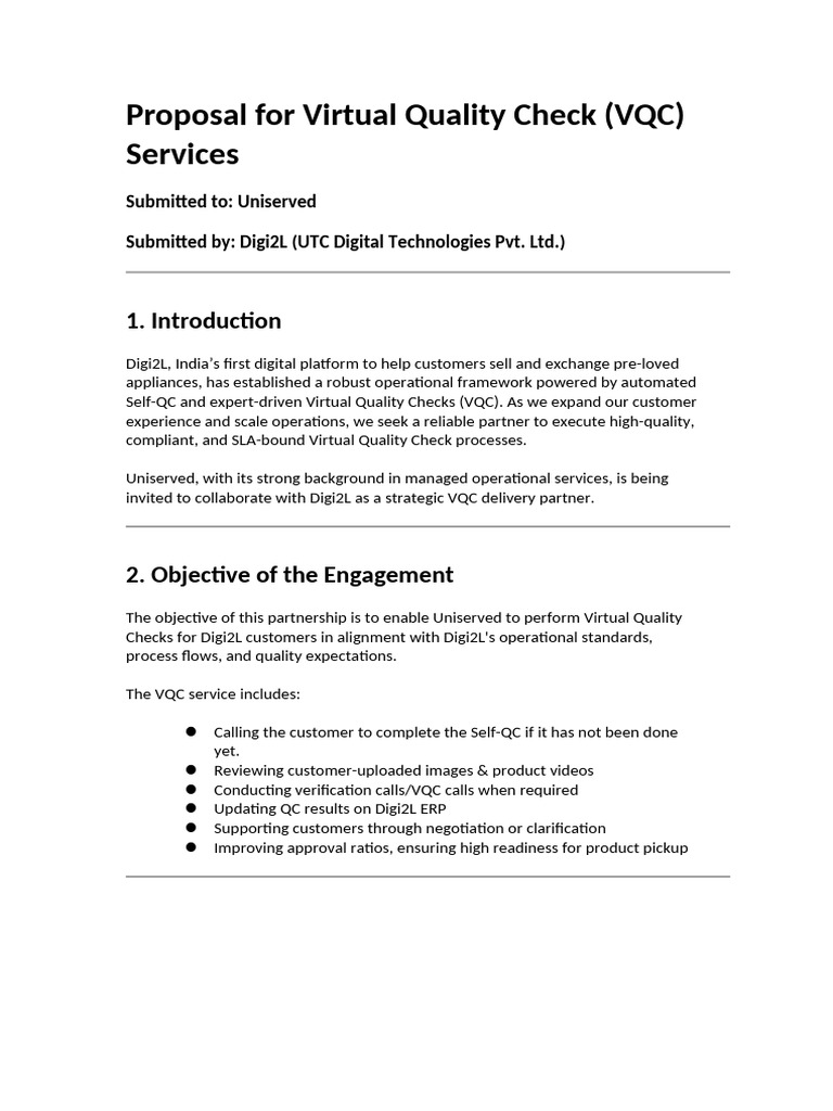 Proposal For Virtual Quality Check | PDF