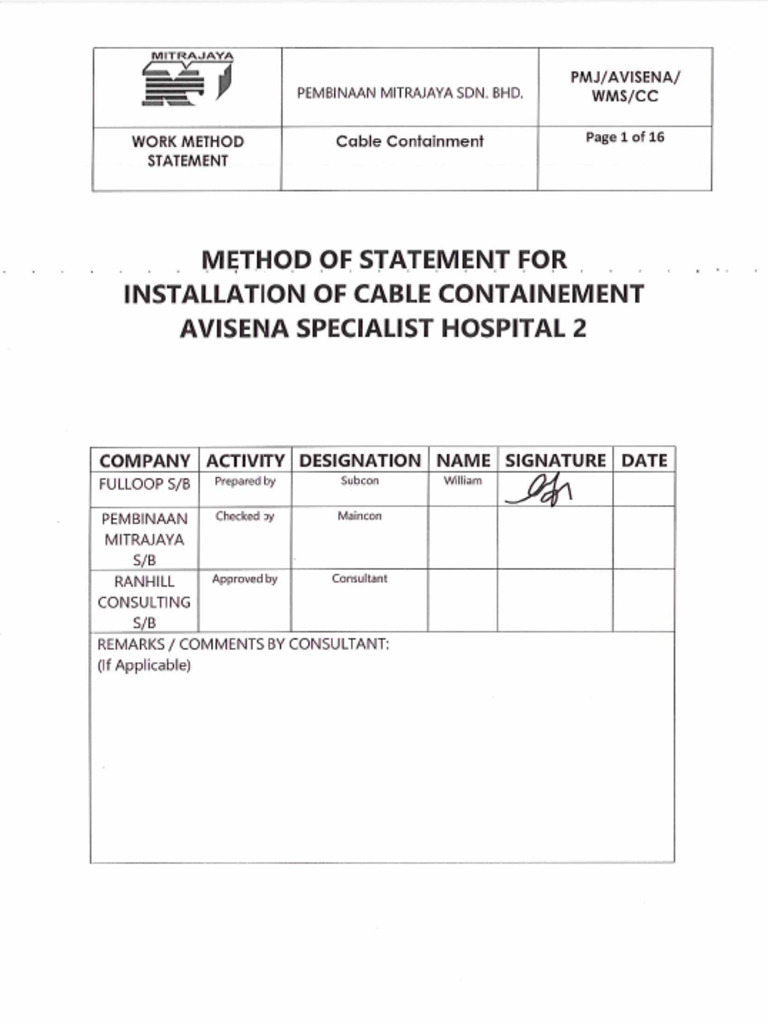 MOS For Cable Containment | PDF