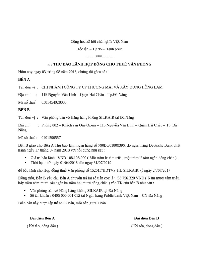 Bien Ban Dat Coc | PDF