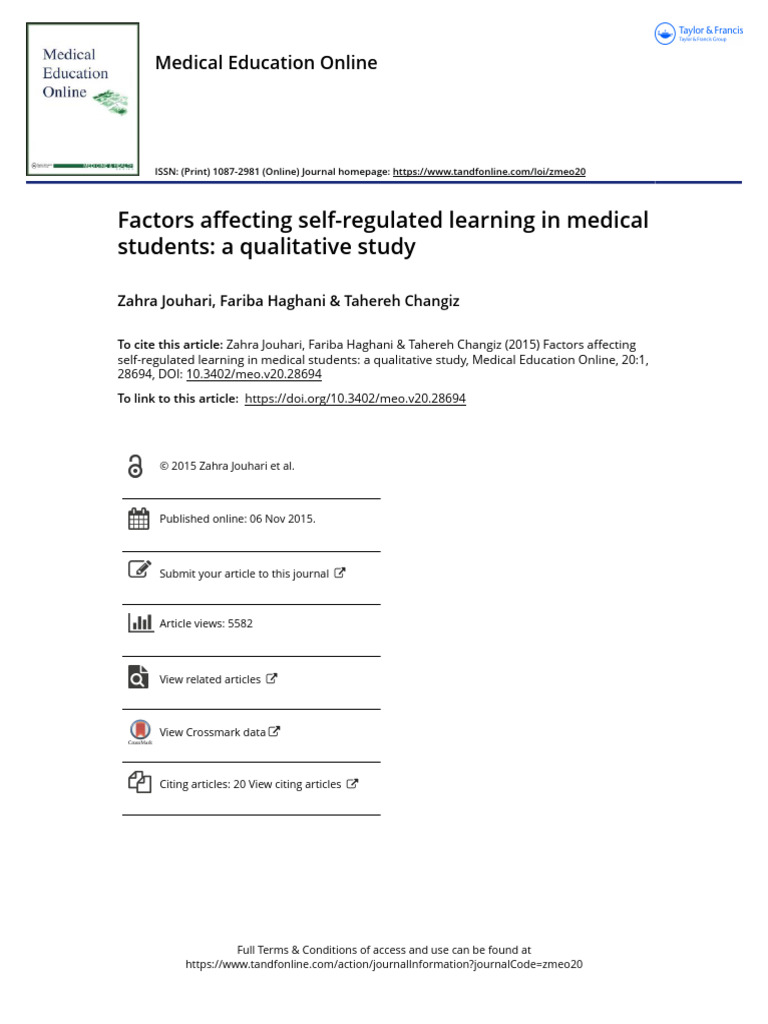 Factors Affecting Self-Regulated Learning in Medical Students A ...