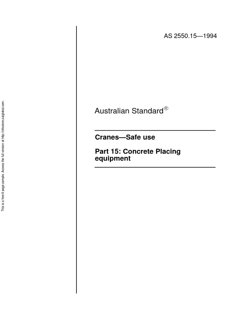 As 2550.151994 Cranes Safe Use Concrete Placing Equipment PDF