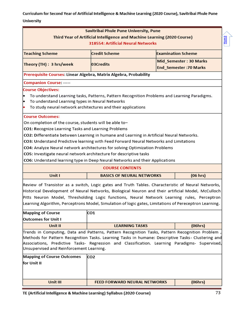 ANN Syllabus | PDF | Deep Learning | Machine Learning