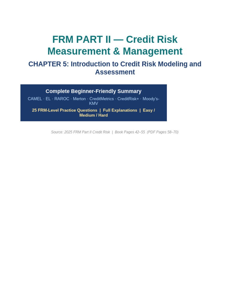 FRM CR Ch5 CreditRiskModeling | PDF | Finance & Money Management | Credit