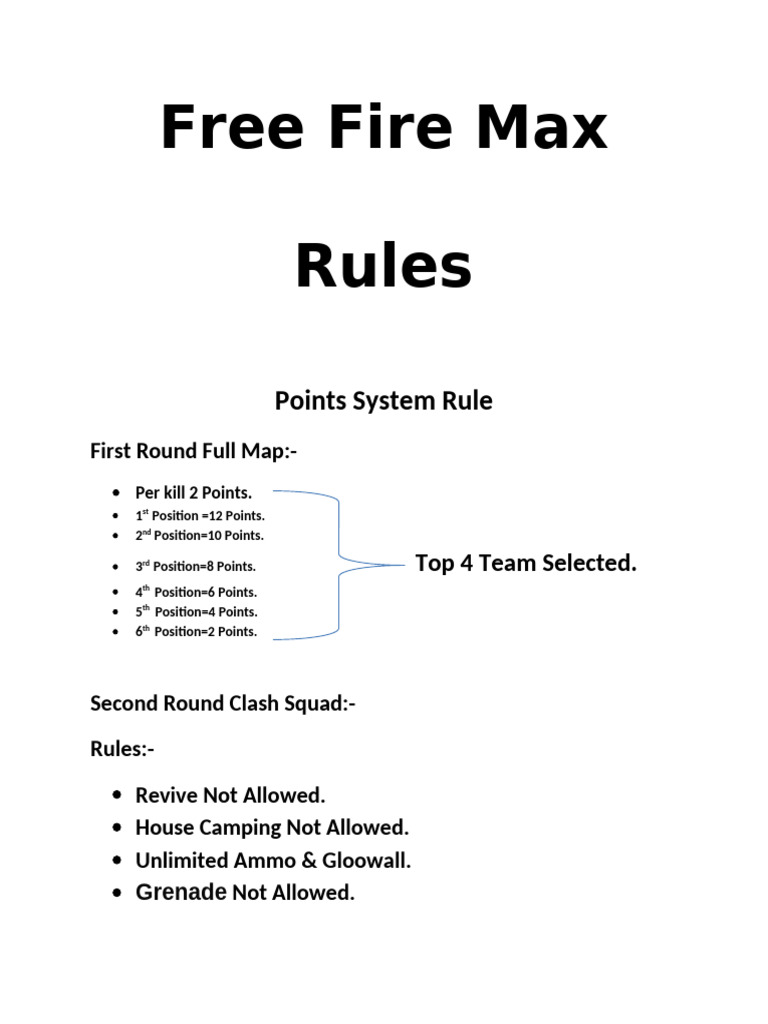 Free Fire Max Rules | PDF