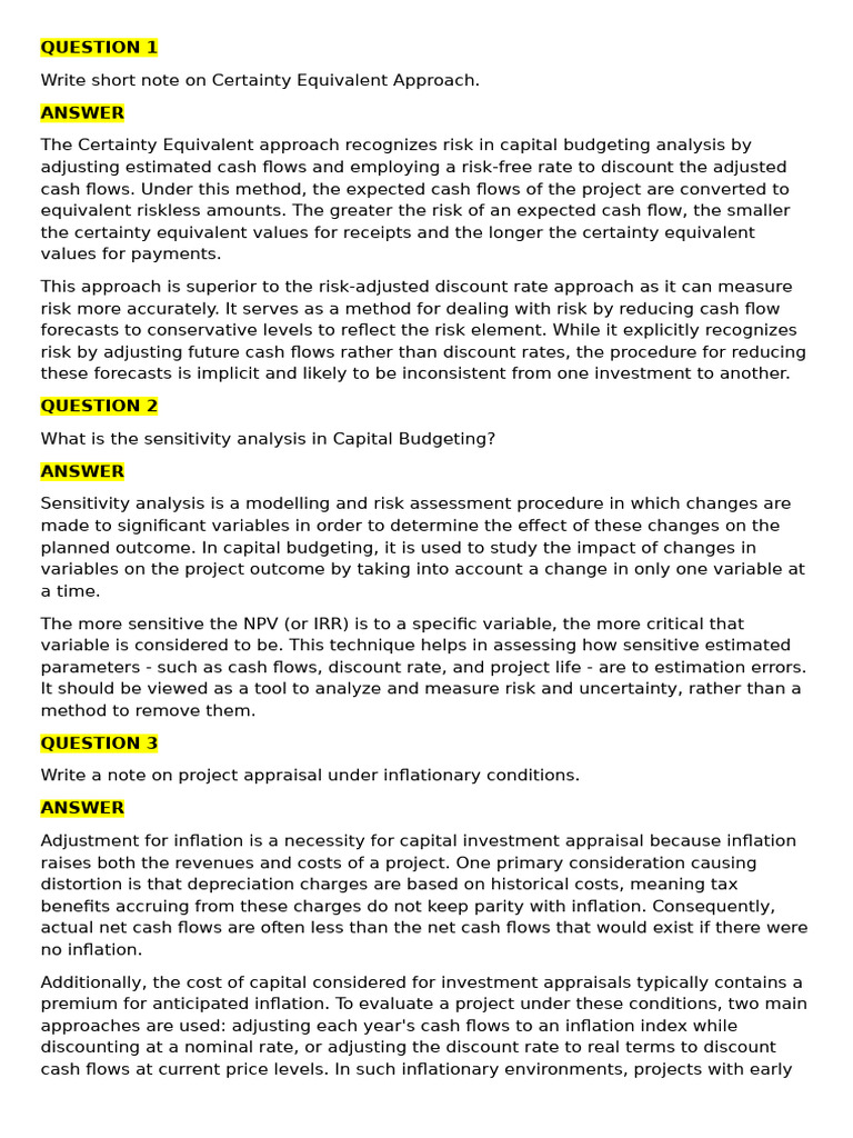 Chapter 3 Advanced Capital Budgeting Decisions | PDF | Capital ...