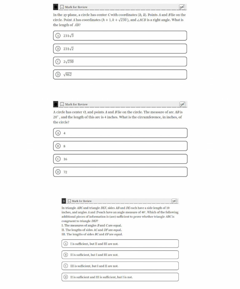 67 Difficult Real SAT Geometry Problems | PDF | Angle | Triangle
