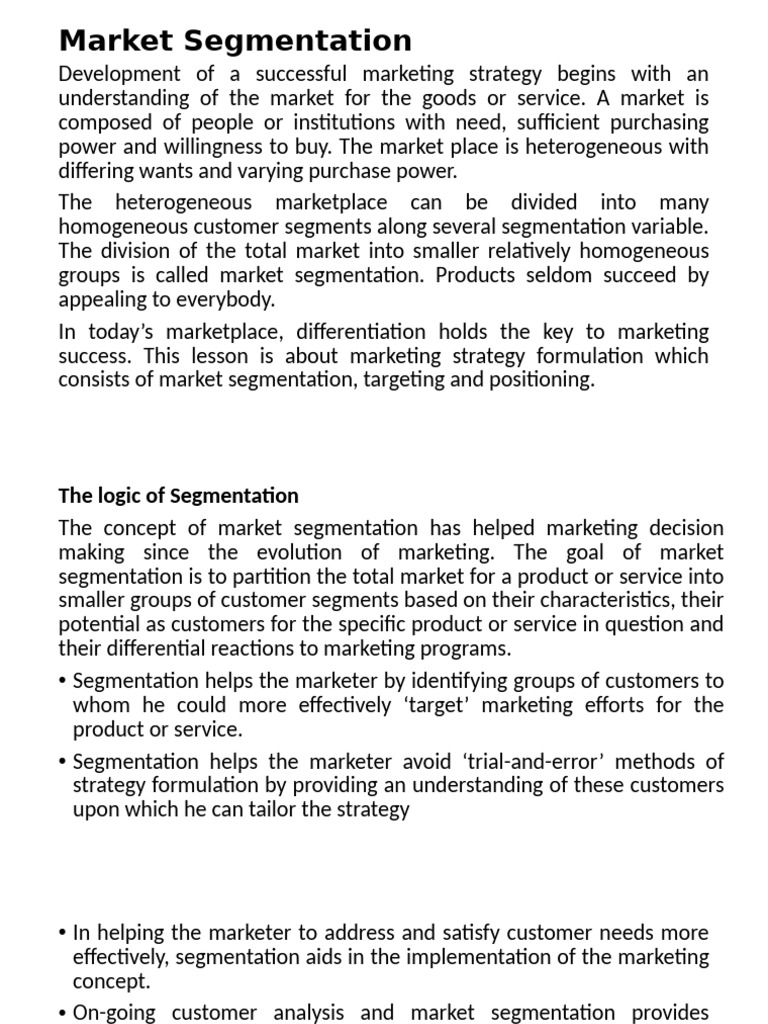 Market Segmentation | PDF | Marketing | Market Segmentation