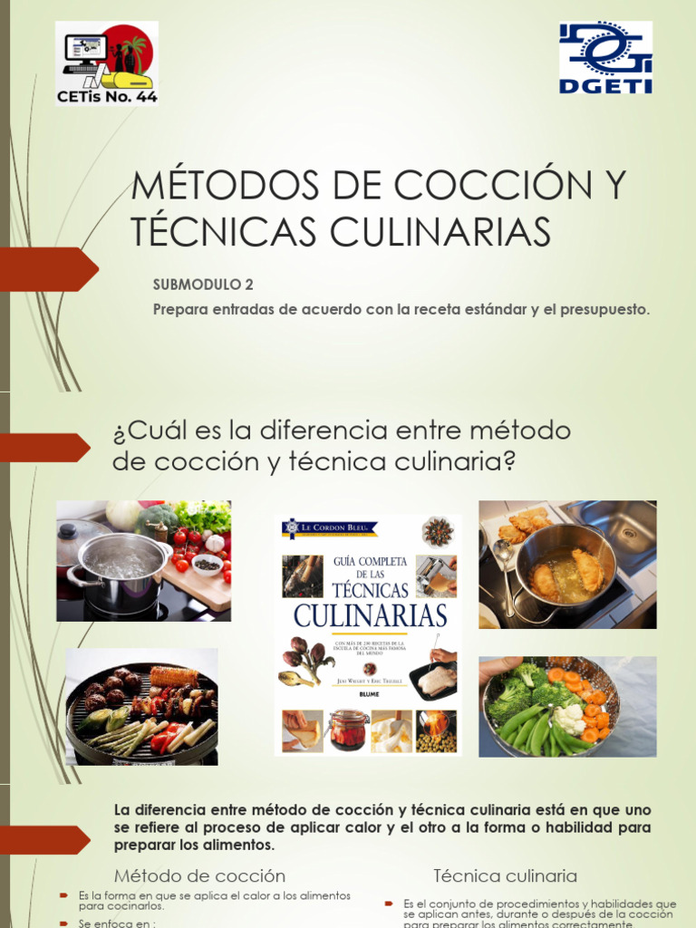 Metodos de Cocción y Técnicas Culinarias 3BPRV 2026 | PDF | Cocinando ...