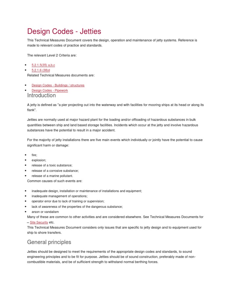 Jetty Design Guidelines and Standards | PDF | Ships | Pier