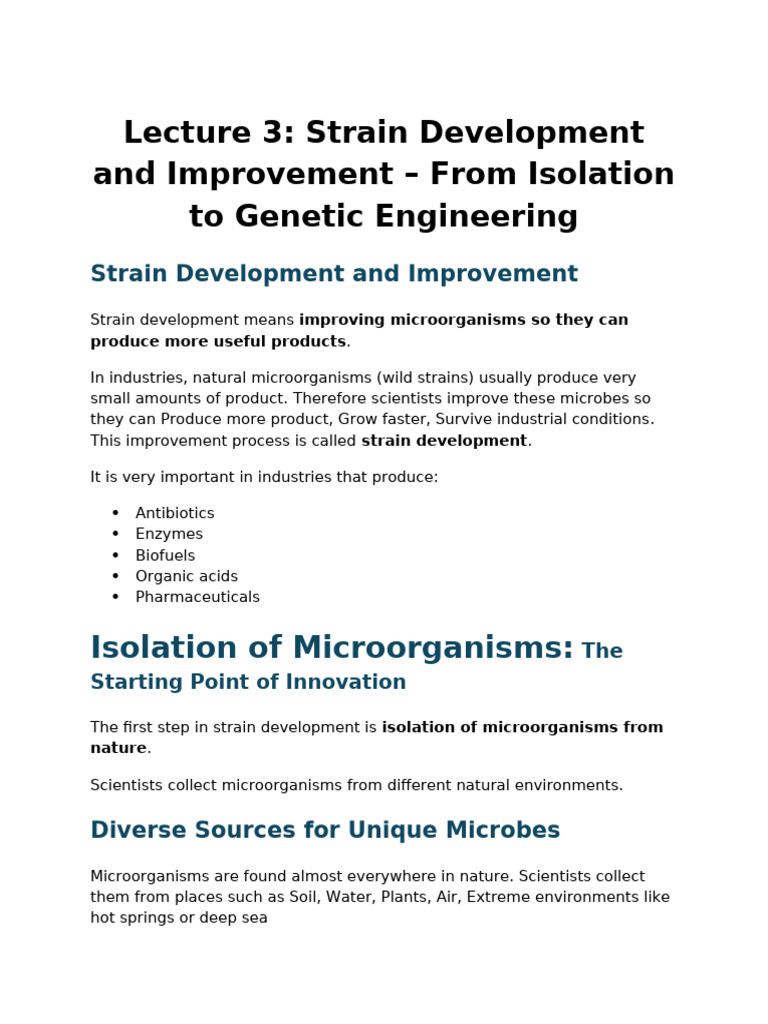 Strain Development New | PDF | Microorganism | Strain (Biology)
