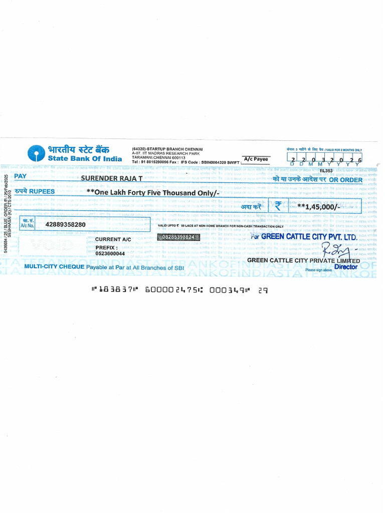 Sample Cheque GCC CX | PDF