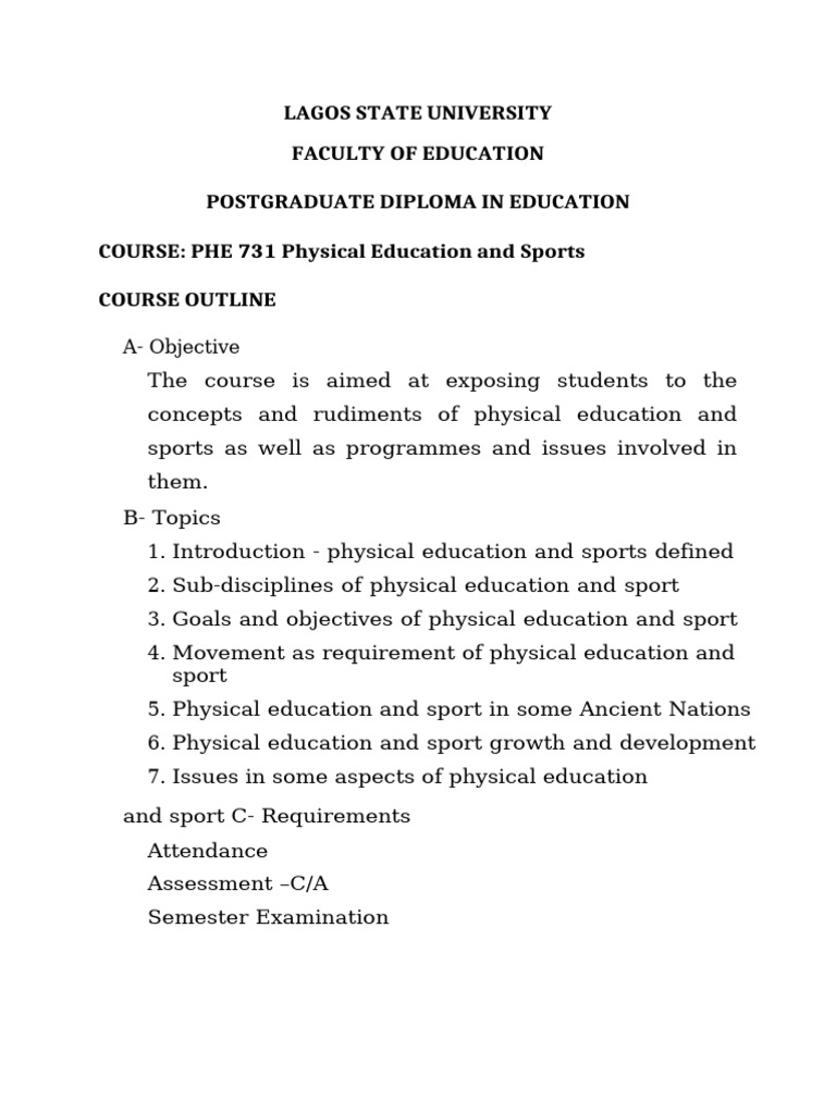 Lecture Notes On Phe 731 | PDF | Physical Education | Sports
