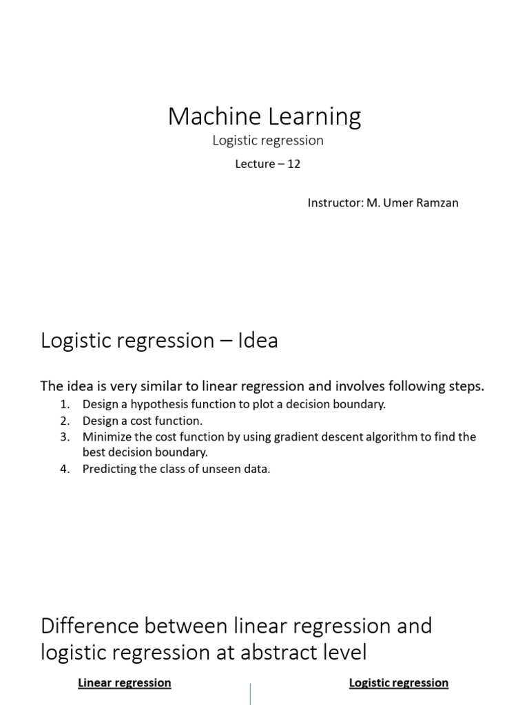 Lecture 12 - Logistic Regression | PDF | Mathematical Optimization ...